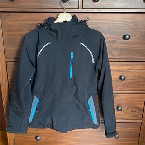 Black Ski Jacket with Blue Accents